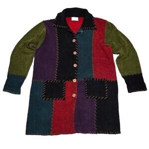 Vintage Kathy Levine by request Colorful Patchwork Cardigan Large A004008